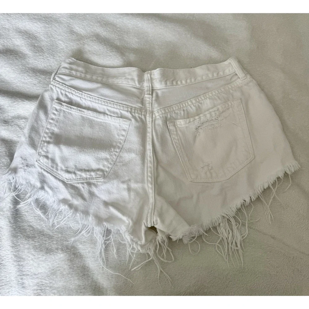 Free People Women's White Denim Loving Good Vibrations Cut Off Shorts Size 27 - Picture 8 of 12